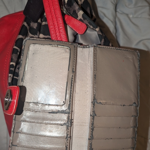 Coach bag red and leopard print with matching wallet - Picture 13 of 16